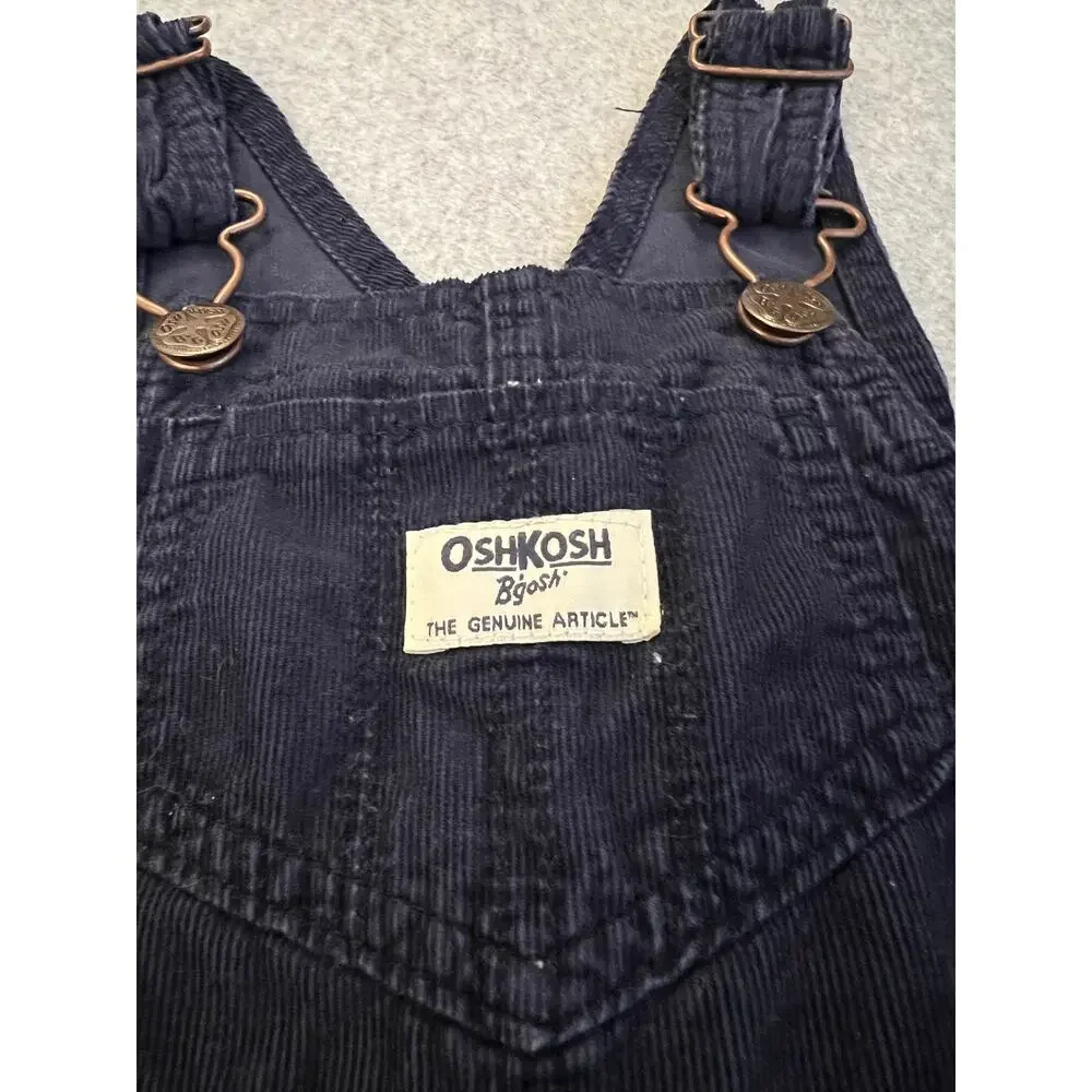 OshKosh B'gosh Baby Girls 2T 100% Cotton Overalls Corduroy 3D Flower Navy‎ Blue